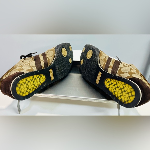 Pre-loved Coach Monogrammed Kate Sneakers, Coach browns with copper trim 7.5M US - Picture 5 of 10